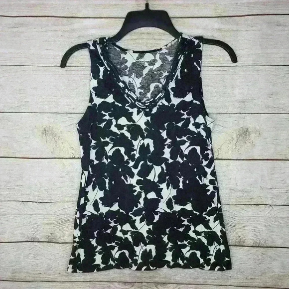 LOFT women's black and white tank top blouse size small - Picture 1 of 7